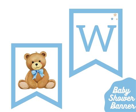 Teddy Bear Baby Shower Banner PRINTABLE Baby Boy Banner - Etsy