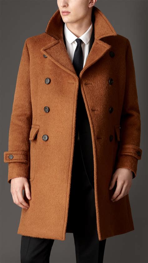 Lyst - Burberry Doublebreasted Virgin Wool Alpaca Coat in Brown for Men