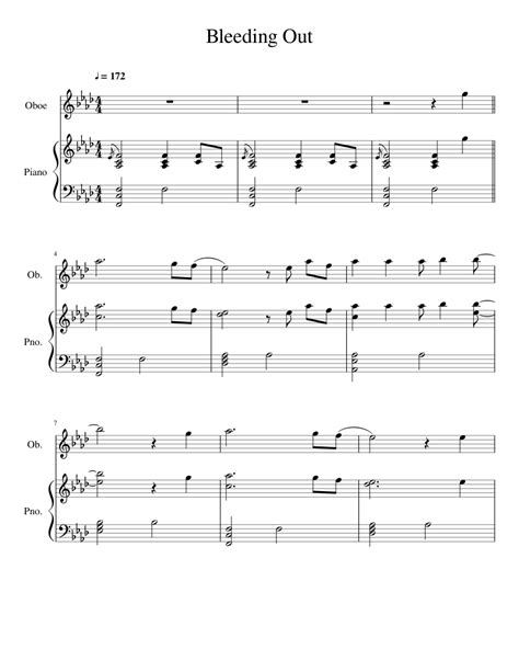 Bleeding Out Sheet music for Piano, Oboe | Download free in PDF or MIDI | Musescore.com