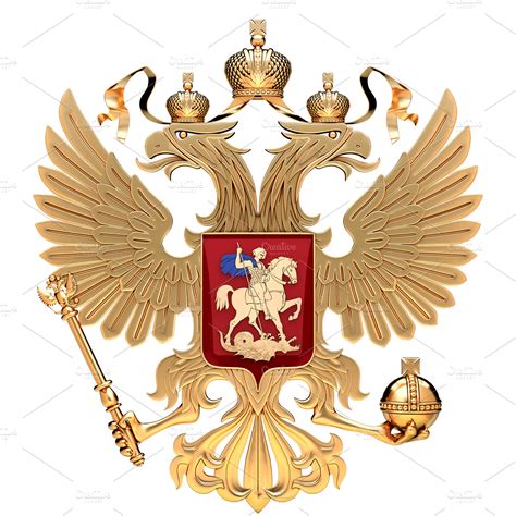 Golden Coat of arms of Russia | Custom-Designed Illustrations ~ Creative Market