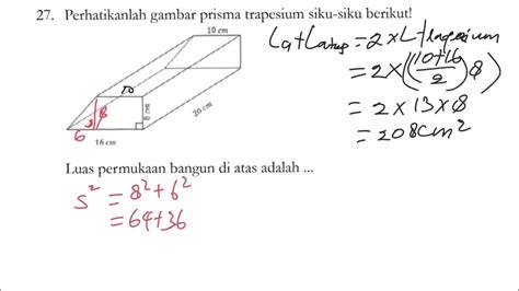 luas permukaan prisma trapesium siku siku un2016 YouTube