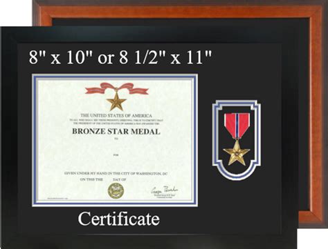 Bronze Star Certificate Frame - Horizontal