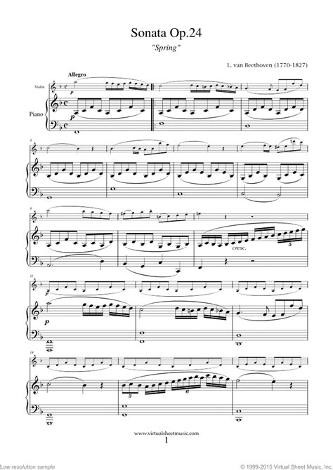 Beethoven - Violin Sonata Op.24 No.5 "Spring" sheet music for violin and piano