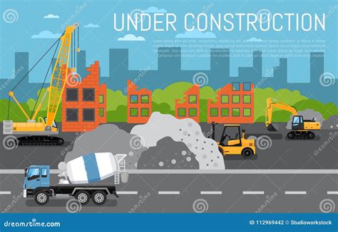 Under Construction Banner with Machinery Stock Illustration ...