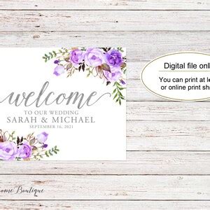 Lavender Welcome Sign Welcome to Our Wedding Sign Landscape - Etsy