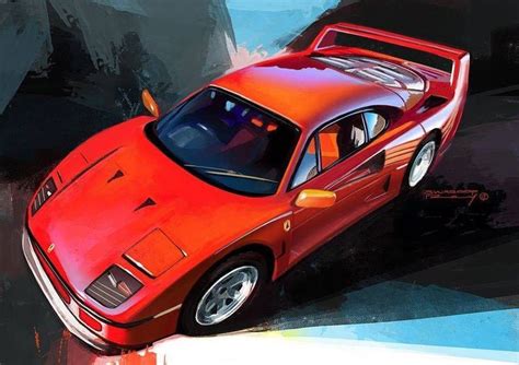 Gorgeous #Ferrari F40 painting by designer Swaroop Roy | Cool car ...