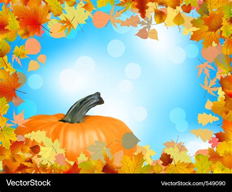 Fall leaves with pumpkin Royalty Free Vector Image