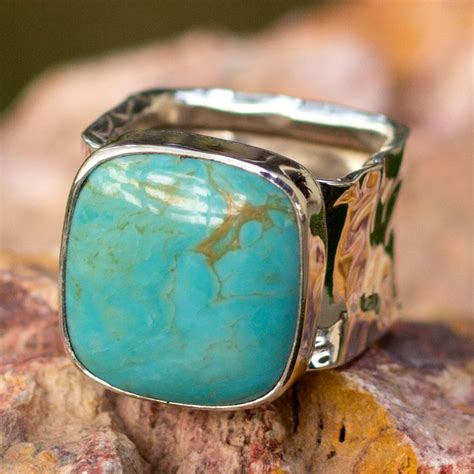 Taxco Silver and Natural Turquoise Cocktail Ring - Always Azure ...