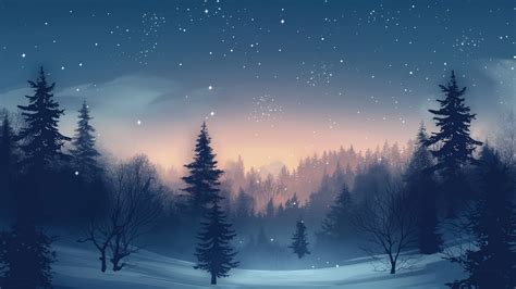 Forest Wallpaper (Winter, Night) #17354