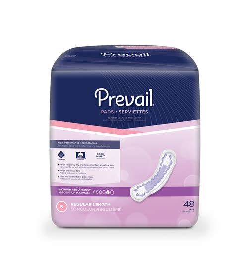 PREVAIL Regular Incontinence Pads, Maximum absorbency, 48 units | Walmart Canada