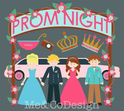 Prom Night Clipart Fun Cute Clipart Girl and Boy Instant