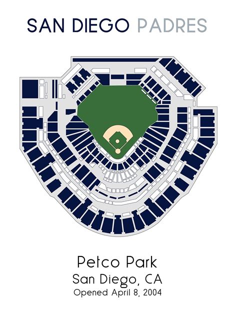 San Diego Padres Petco Park MLB Stadium Map Ballpark Map - Etsy Canada ...