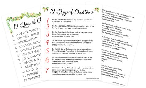 Lyrics To The 12 Days Of Christmas Printable - Printable Word Searches