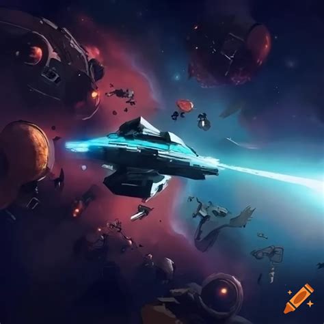 Epic illustration of a space battle with futuristic spaceships on Craiyon