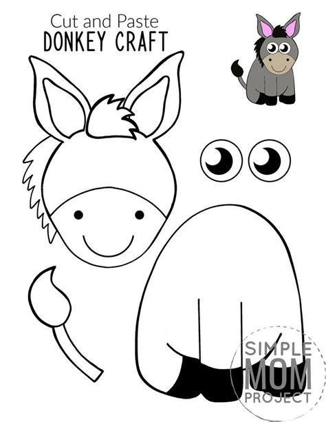 Cut and Paste Donkey Craft with Free Donkey Template - Simple Mom Project | Farm animal crafts ...