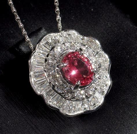INCREDIBLY BEAUTIFUL Certified Padparadscha Sapphire & Diamond Pendant ...