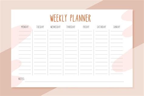 Free Vector | Weekly planner template card for notes