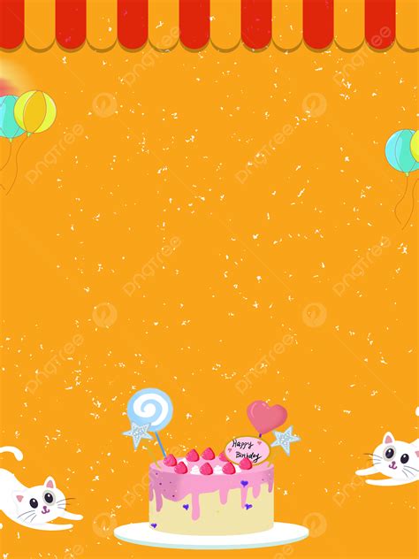 Background Kue Ulang Tahun Kartun Kuning Bahan Latar Belakang Selamat ...