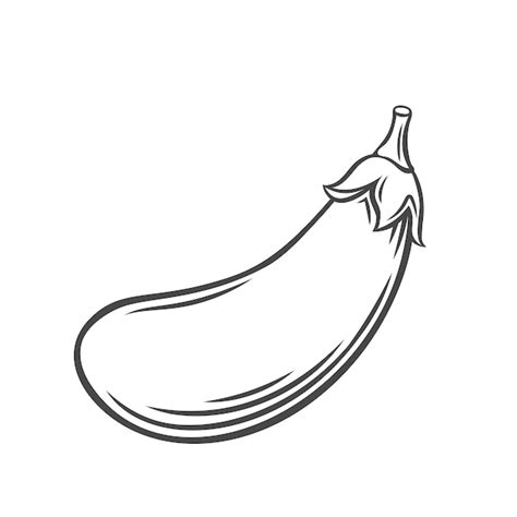 Premium Vector | Eggplant vegetable outline icon, drawing monochrome illustration