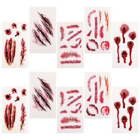 Buy Sibba Fake Blood Temporary Tattoo Body Art Skin Stickers 10 Pieces ...