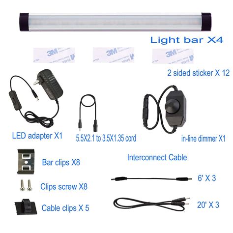 12V Dimmable LED kitchen bar light, Linkable with Rocker Switch and Plug in Adapter. – AIBOO