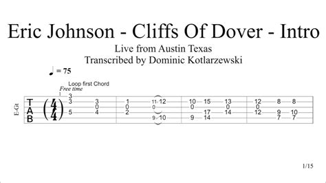 Eric Johnson - Cliffs of Dover Live Intro - Tab - YouTube