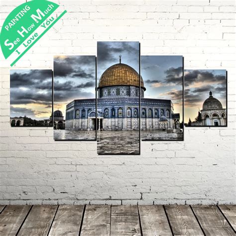 5 Piece Jerusalem the Dome Canvas Painting Wall Art Pictures Prints on Canvas Home Decor Wall ...