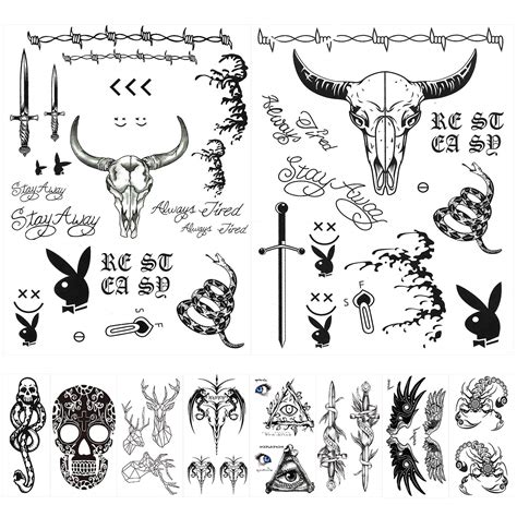 Buy 10 Sheets Post Malone Face Tattoo Set, Included Post Malone Tattoos and Death Eaters Tattoos ...