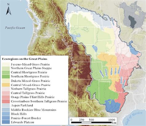 Location and ecoregions of the great plains in North America ...