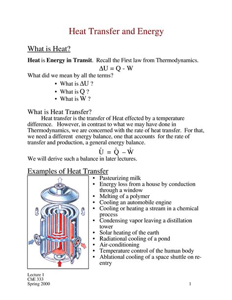 Heat Transfer Lecture Notes 1 - Lecture 1 ChE 333 Heat Transfer and Energy What is Heat? Heat is ...