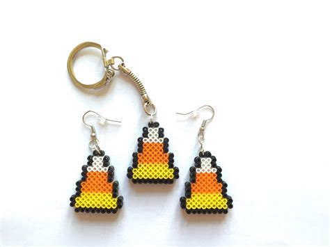 Halloween Candy Corn Perler Bead Earrings Perler Bead - Etsy