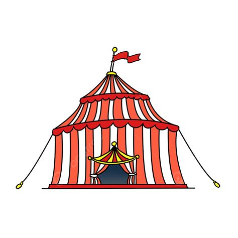 Cartoon Style Golden Yellow Decorative Bright Red Circus Tent Clipart, Circus Tent, Cartoon ...