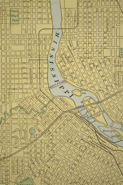 Minneapolis Street Map of Minneapolis Wall Art Decor Antique | Etsy | Street map, Map ...