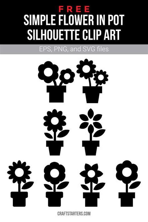 Free Simple Flower In Pot Silhouette Clip Art | Silhouette clip art, Clip art, Simple flowers