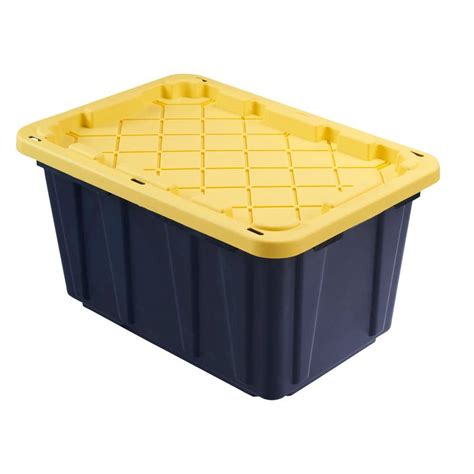 HDX 38 Gal. Tough Storage Tote in Black with Yellow Lid 206114 - The ...