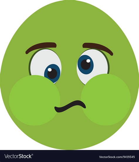 Green cartoon face with sick expression Royalty Free Vector