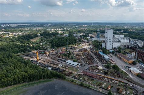 Aerial Drone View of Coal Mine in Poland. Coal Mine in Jastrzebie-Zdroj ...