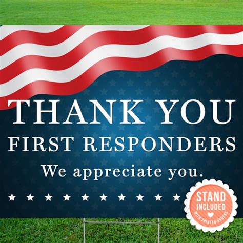 Thank You First Responders Yard Sign . First Responders Yard - Etsy