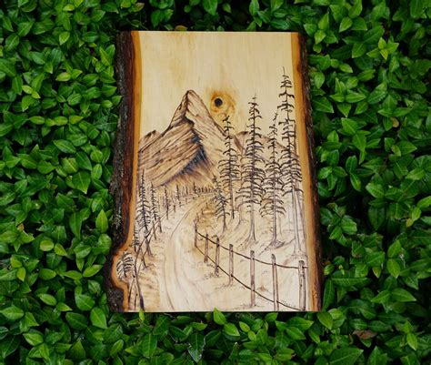 Mountain Road, Wood Burned Art, Wilderness Landscape, Pyrography Art, unique Gift, One Of A Kind ...