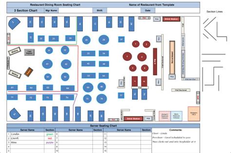 Restaurant Dining Room Table Layout Microsoft Excel Spreadsheet