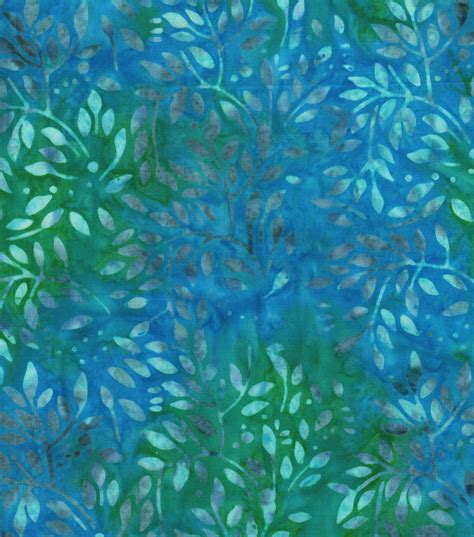Legacy Studio Batik Cotton Fabric Green Blue Leaves | JOANN