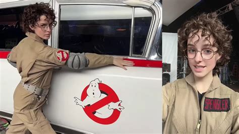 Mckenna Grace poses alongside Ghostbusters: Frozen Empire's Ecto-1 in new TikTok - Ghostbusters News