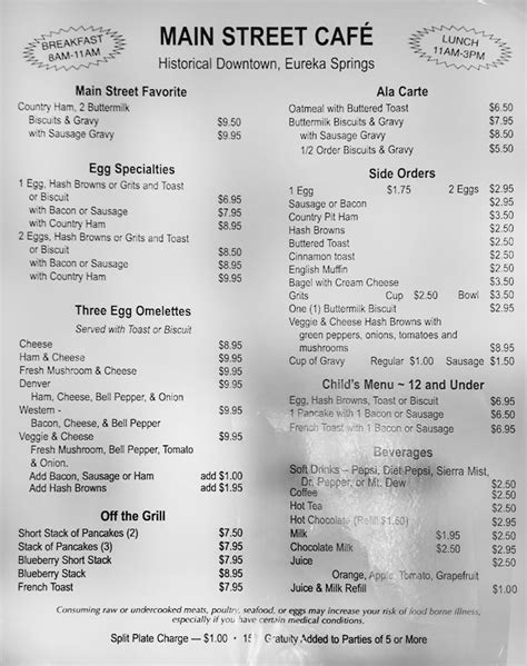 Main Street Cafe Eureka Springs Menu and Reviews | NWA Food