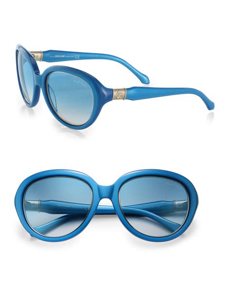 Lyst - Roberto Cavalli Aqua Round Acetate Sunglasses in Blue