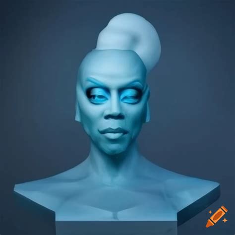Sculpture of rupaul with a sci-fi headdress in white marble on Craiyon