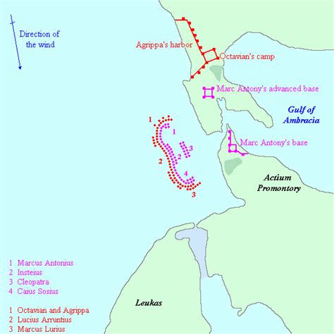 Location of base camps and ships, Actium. | Battle of actium ...