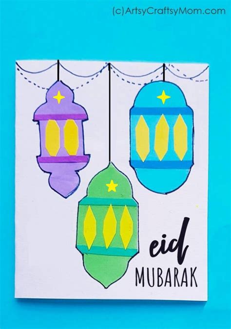 DIY Easy Eid Mubarak Card for kids - Artsy Craftsy Mom