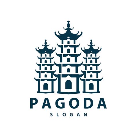 Buddhist culture building pagoda logo vector vintage design simple ...