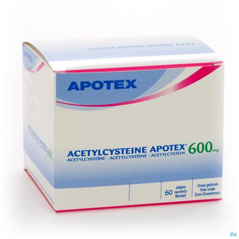 Acetylcysteine Apotex Sach 60 X 600 Mg - Diepzittende slijmhoest - Hoest - Geneesmiddelen ...