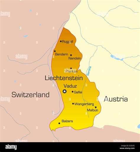 Vector color map of Liechtenstein country Stock Photo - Alamy